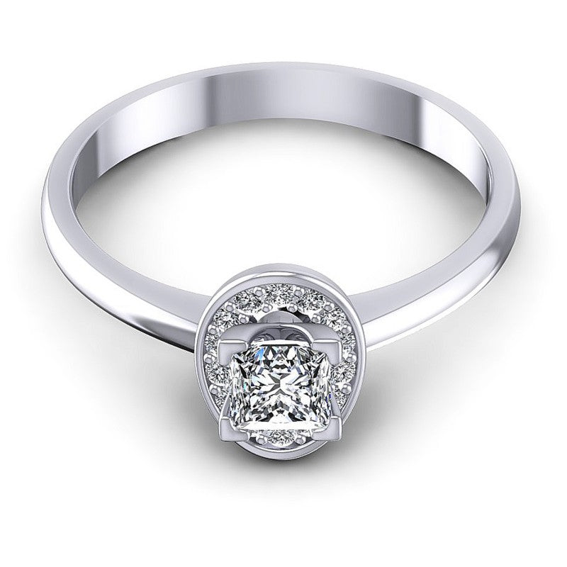 Princess and Round Diamonds 0.45CT Engagement Ring in 14KT Yellow Gold