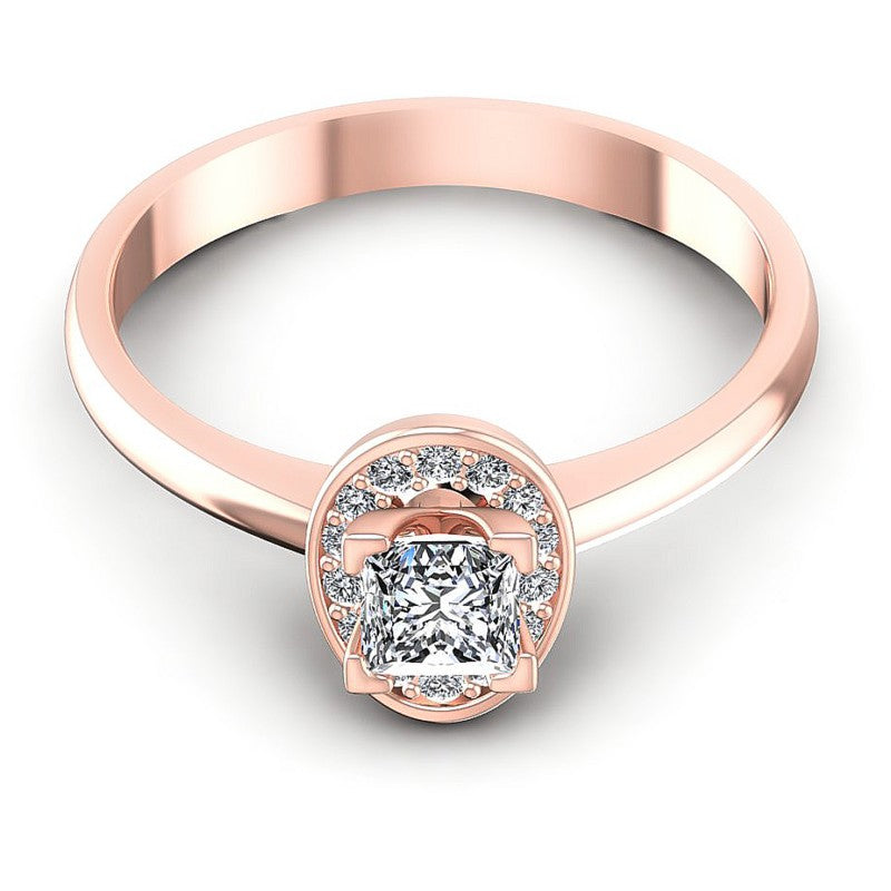 Princess and Round Diamonds 0.45CT Engagement Ring in 18KT Yellow Gold