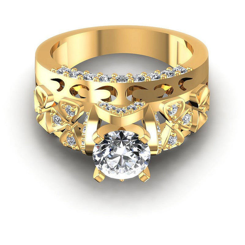 Round Diamonds 1.10CT Engagement Ring in 14KT Yellow Gold