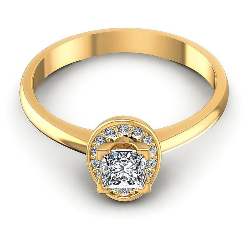 Princess and Round Diamonds 0.45CT Engagement Ring in 14KT Yellow Gold