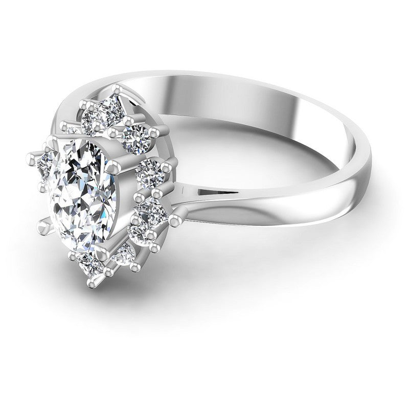 Oval And Princess And Round Cut Diamonds Halo Ring in 14KT Rose Gold