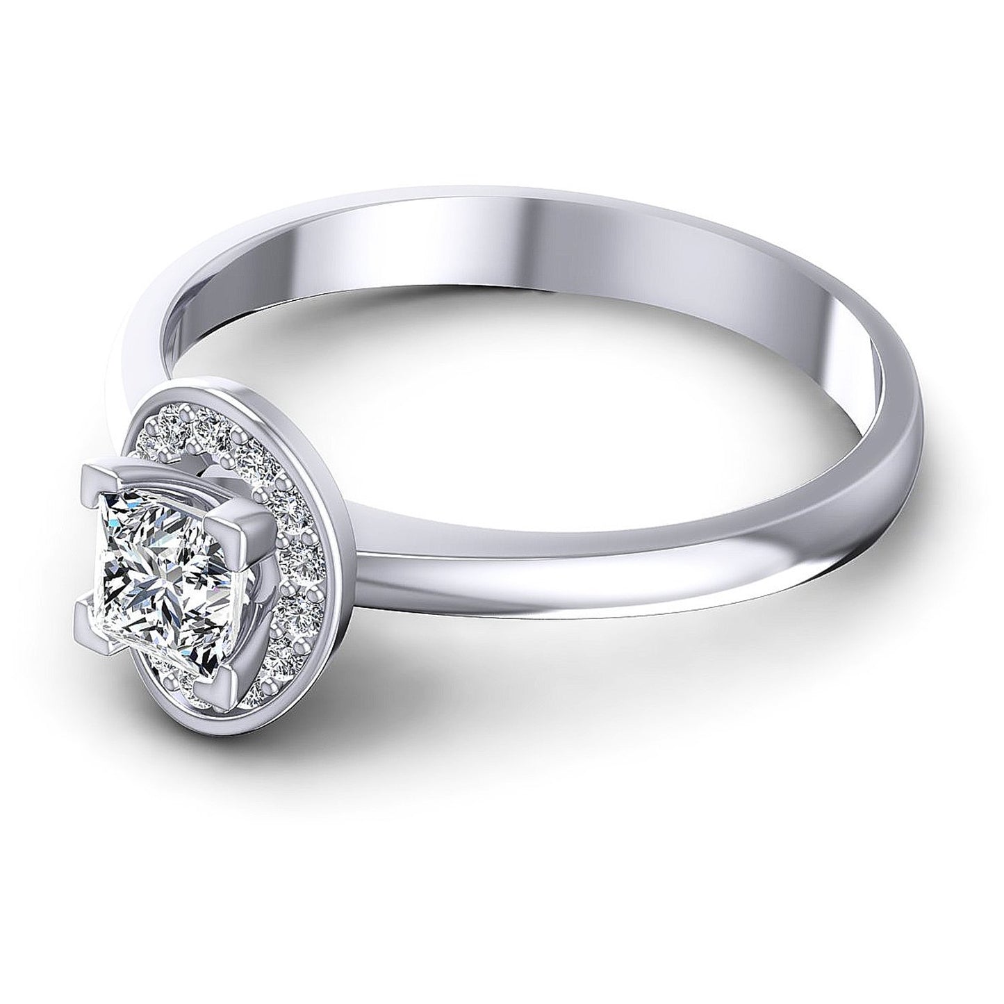 0.45CT Princess And Round Cut Diamonds Engagement Rings