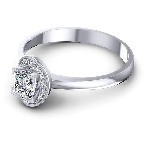 0.45CT Princess And Round  Cut Diamonds Engagement Rings