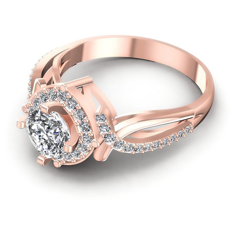 Round Diamonds 0.70CT Halo Ring in 18KT Rose Gold
