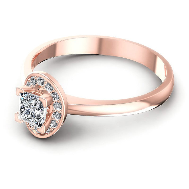 Princess and Round Diamonds 0.45CT Engagement Ring in 18KT Rose Gold