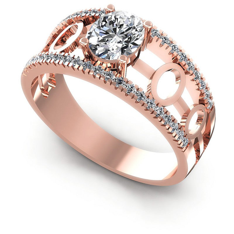 Round and Oval Diamonds 0.65CT Engagement Ring in 18KT White Gold