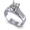 Princess and Round Diamonds 0.85CT Engagement Ring in 14KT White Gold