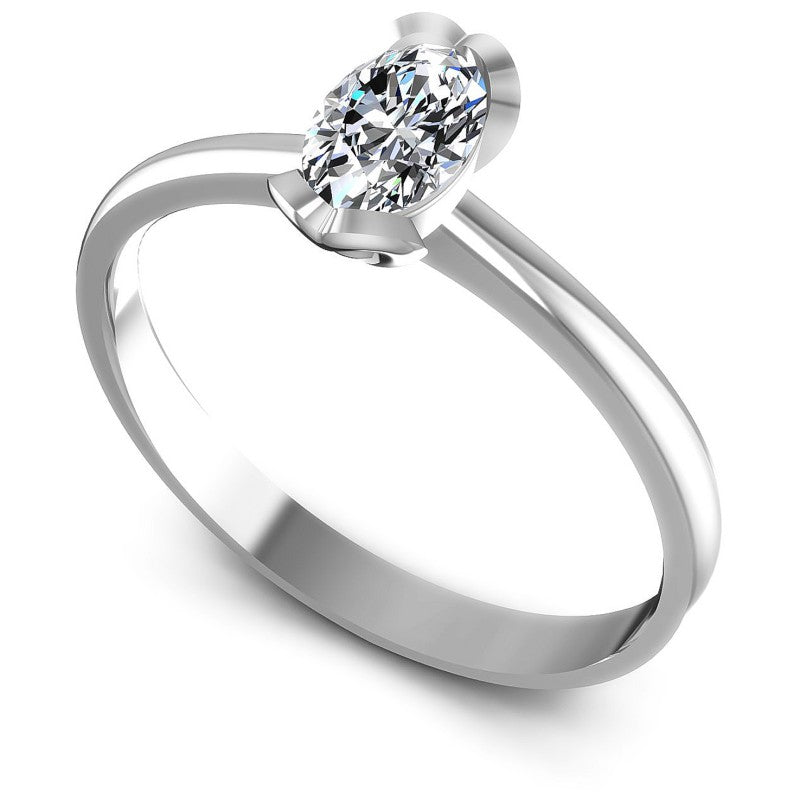 Oval Diamonds 0.35CT Solitaire Ring in 14KT White Gold