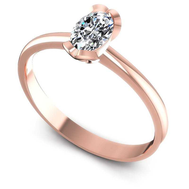 Oval Diamonds 0.35CT Solitaire Ring in 18KT White Gold