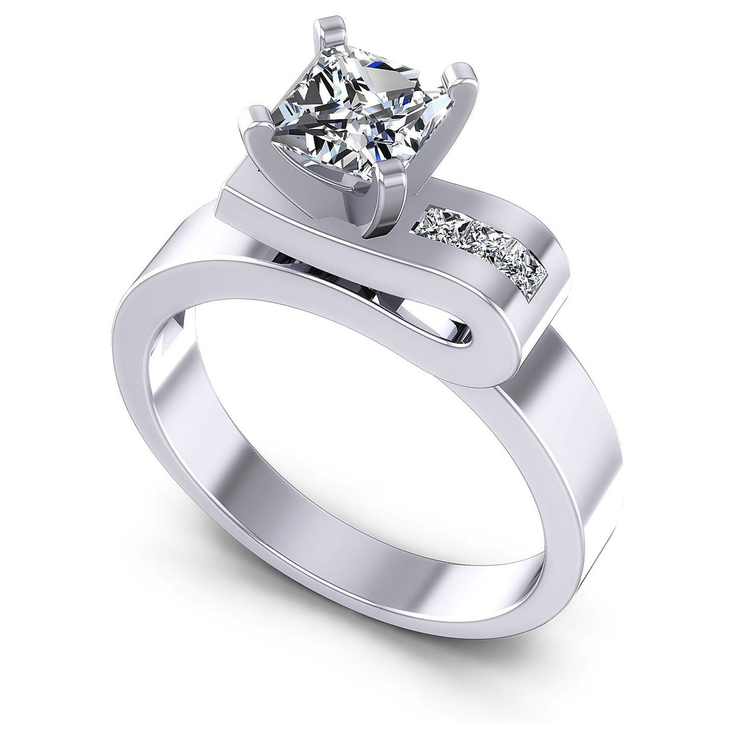 0.45CT Princess Cut Diamonds Engagement Rings