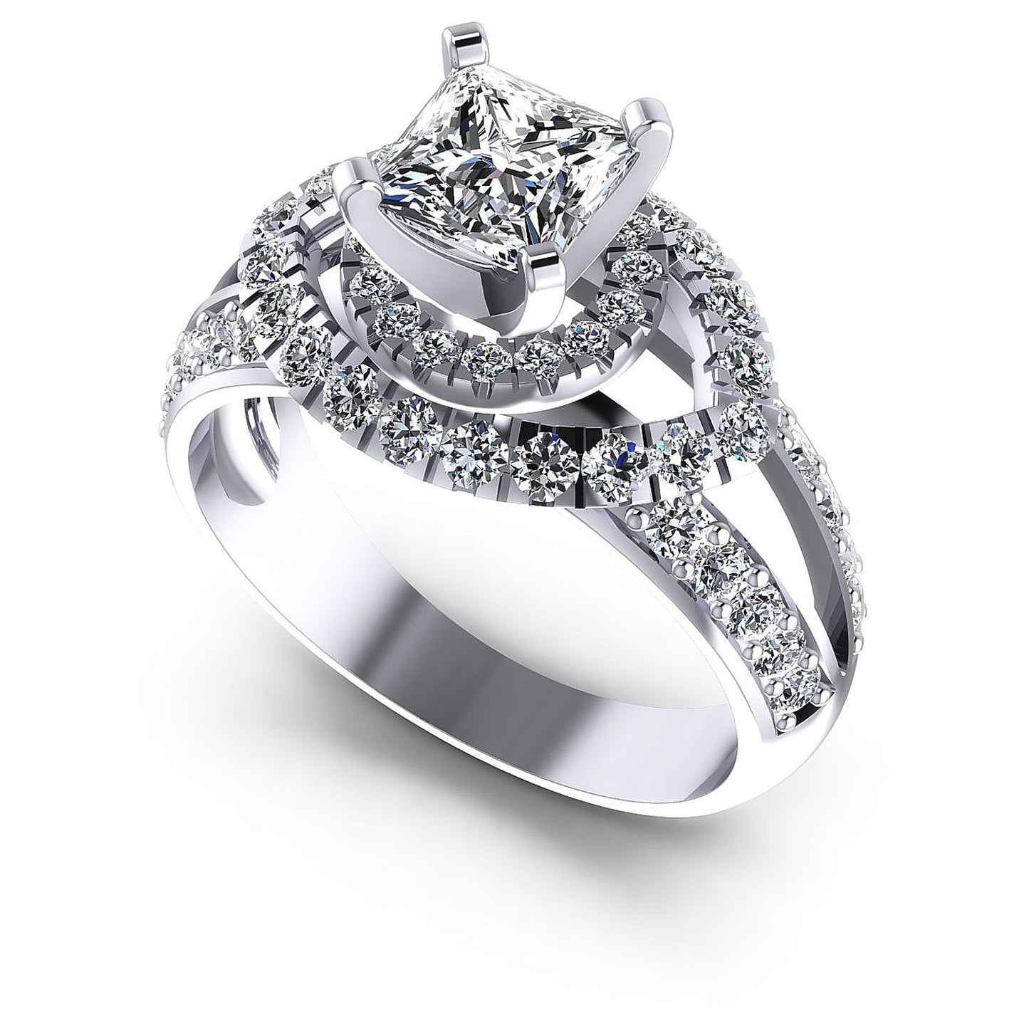 1.25CT Princess And Round Cut Diamonds Engagement Rings