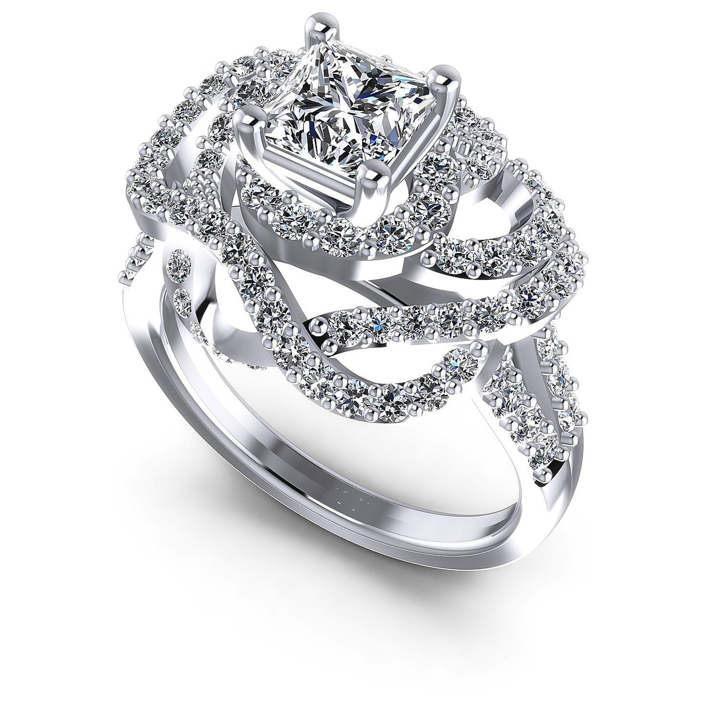 1.30CT Princess And Round Cut Diamonds Engagement Rings