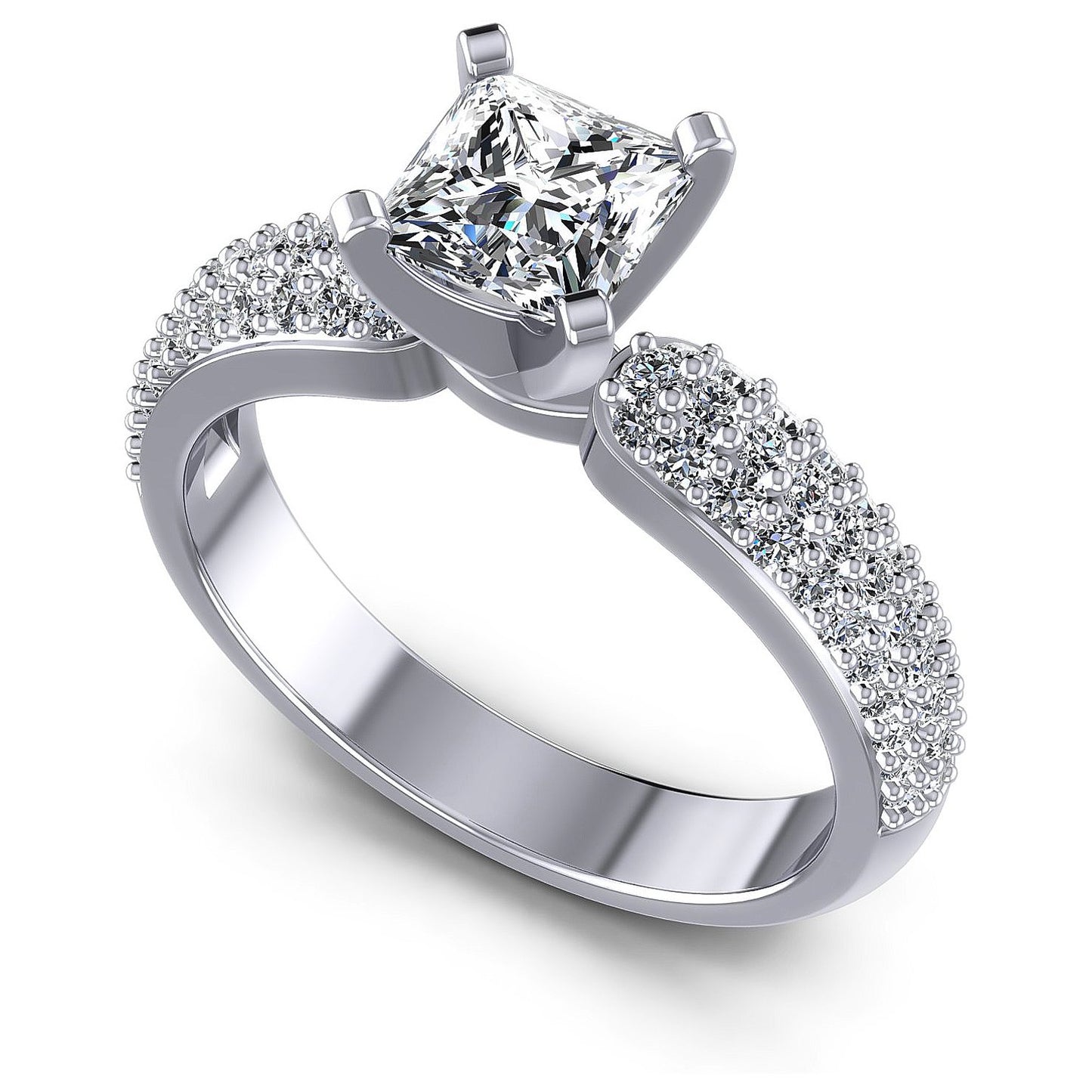 0.90CT Princess And Round Cut Diamonds Engagement Rings