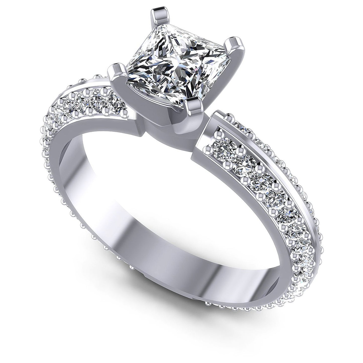 1.15CT Princess And Round Cut Diamonds Engagement Rings