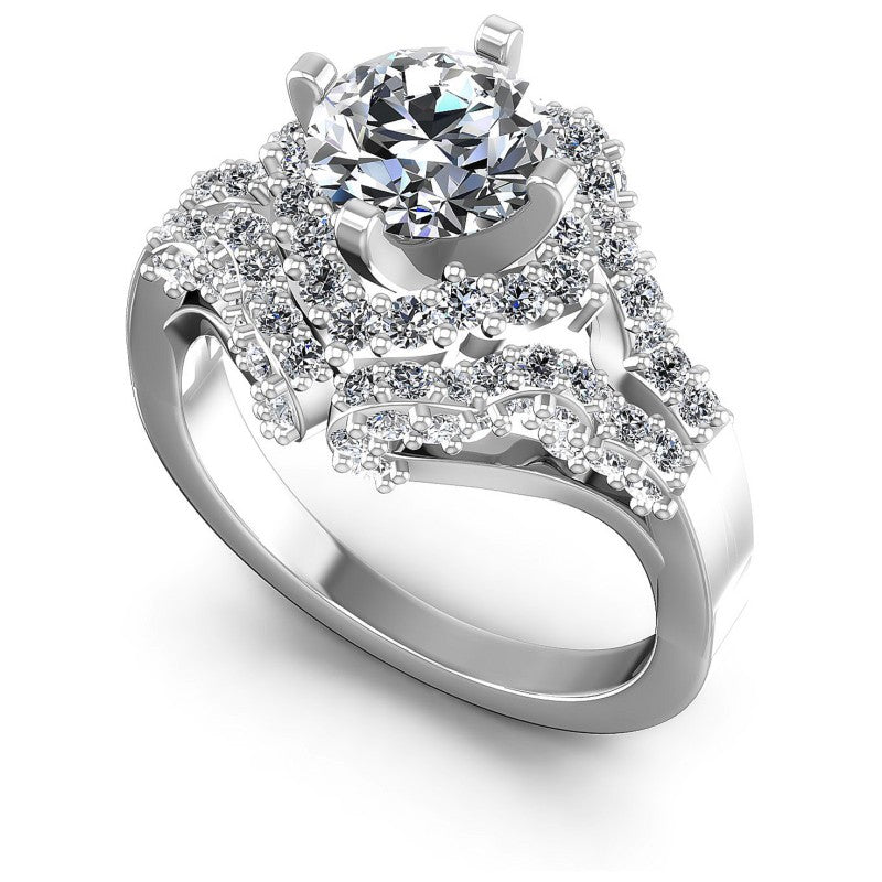 Round Cut Diamonds Halo Ring in 14KT White Gold