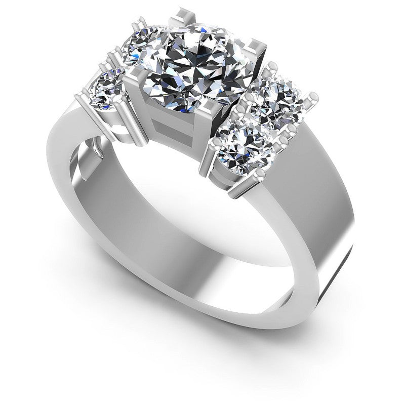 Round Cut Diamonds Engagement Ring in 14KT White Gold