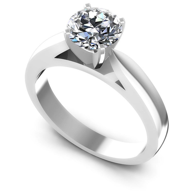 Round Cut Diamonds Solitaire Ring in 14KT White Gold