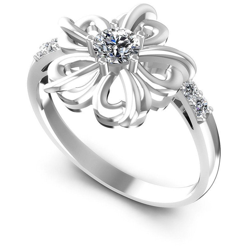 Round Cut Diamonds Fashion Ring in 14KT White Gold