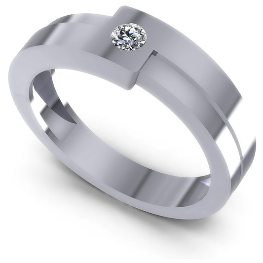 Round Cut Diamonds Mens Ring in 14KT White Gold