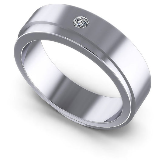 Round Cut Diamonds Mens Ring in 14KT White Gold