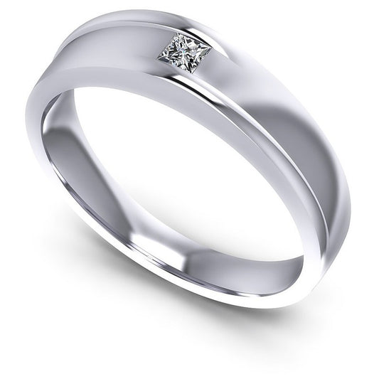 Princess Cut Diamonds Mens Ring in 14KT White Gold