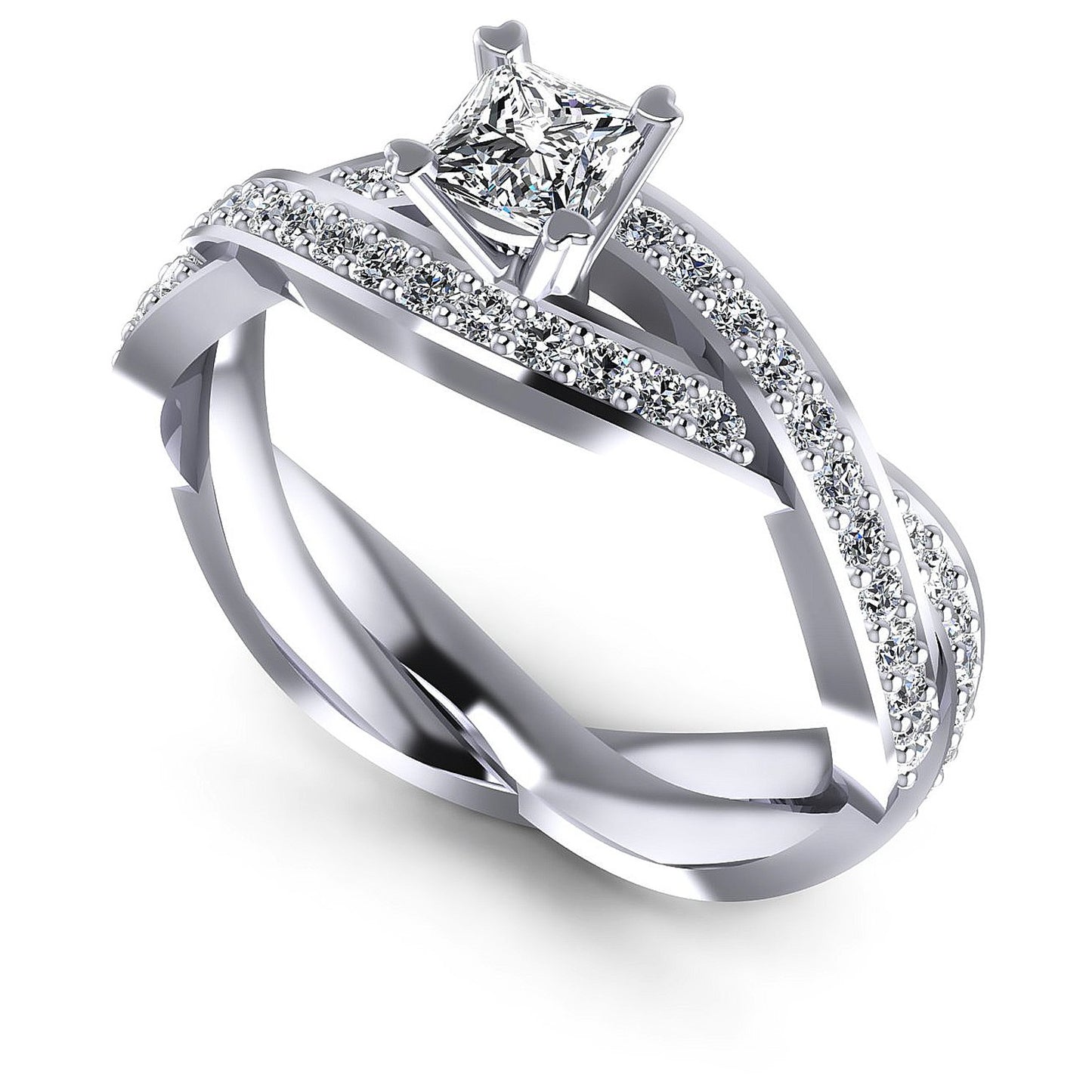 1.00CT Princess And Round Cut Diamonds Engagement Rings