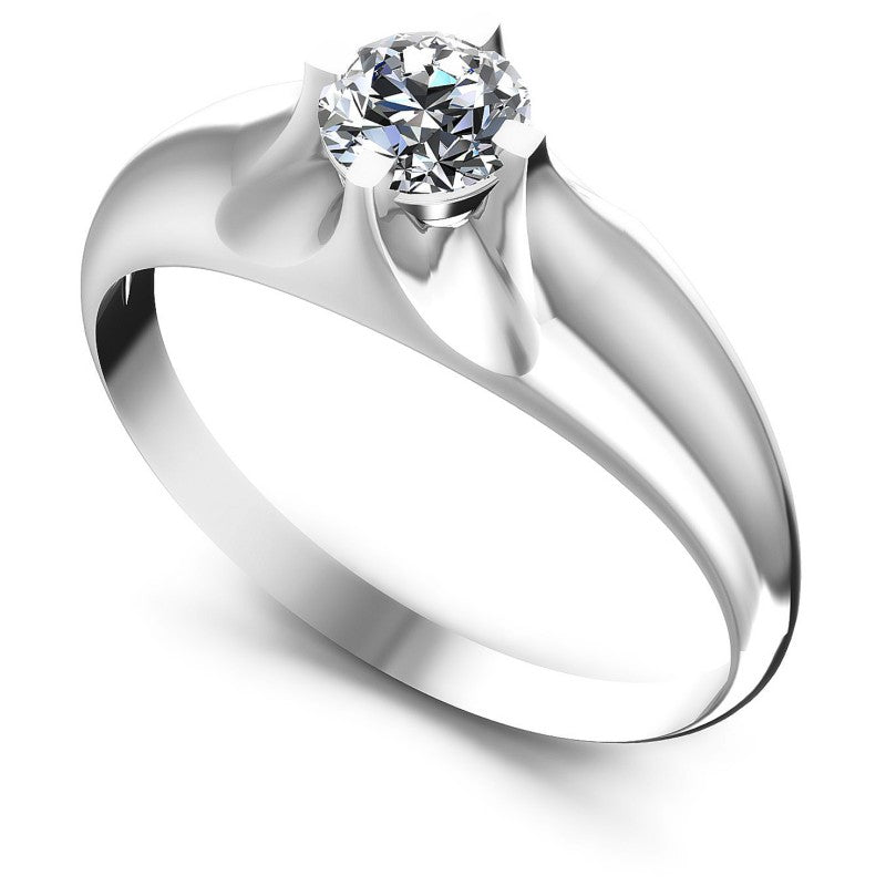 Round Diamonds 0.35CT Solitaire Ring in 14KT White Gold