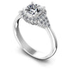 Round and Cushion Diamonds 0.65CT Halo Ring in 14KT White Gold