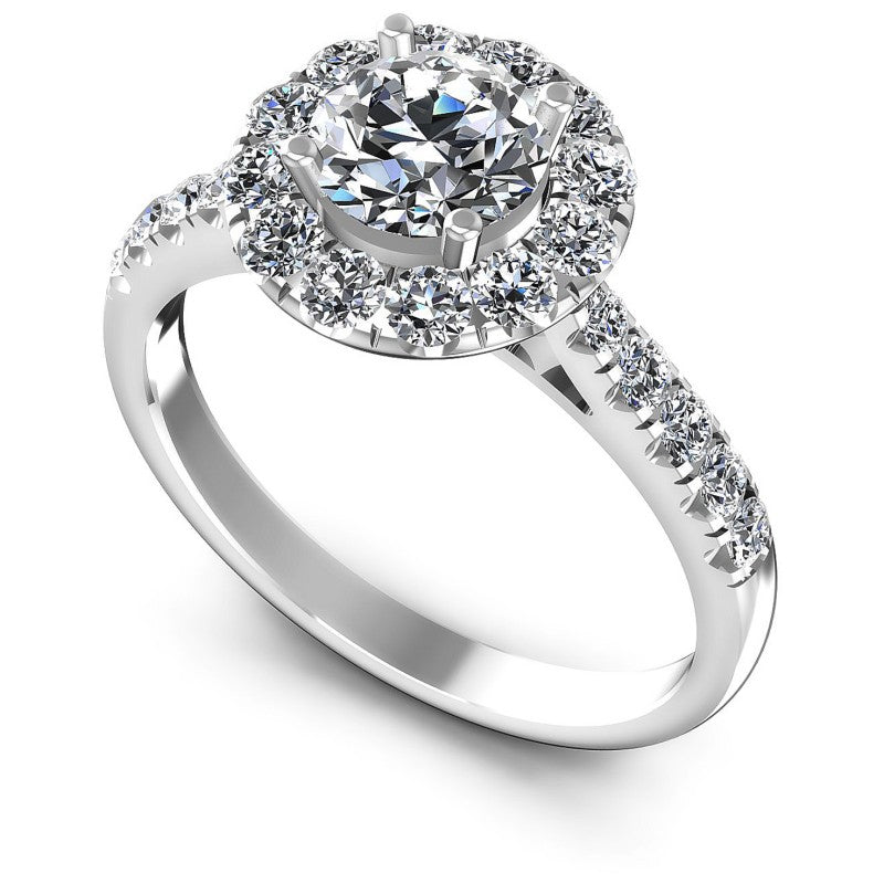 Round Diamonds 1.15CT Halo Ring in 14KT White Gold