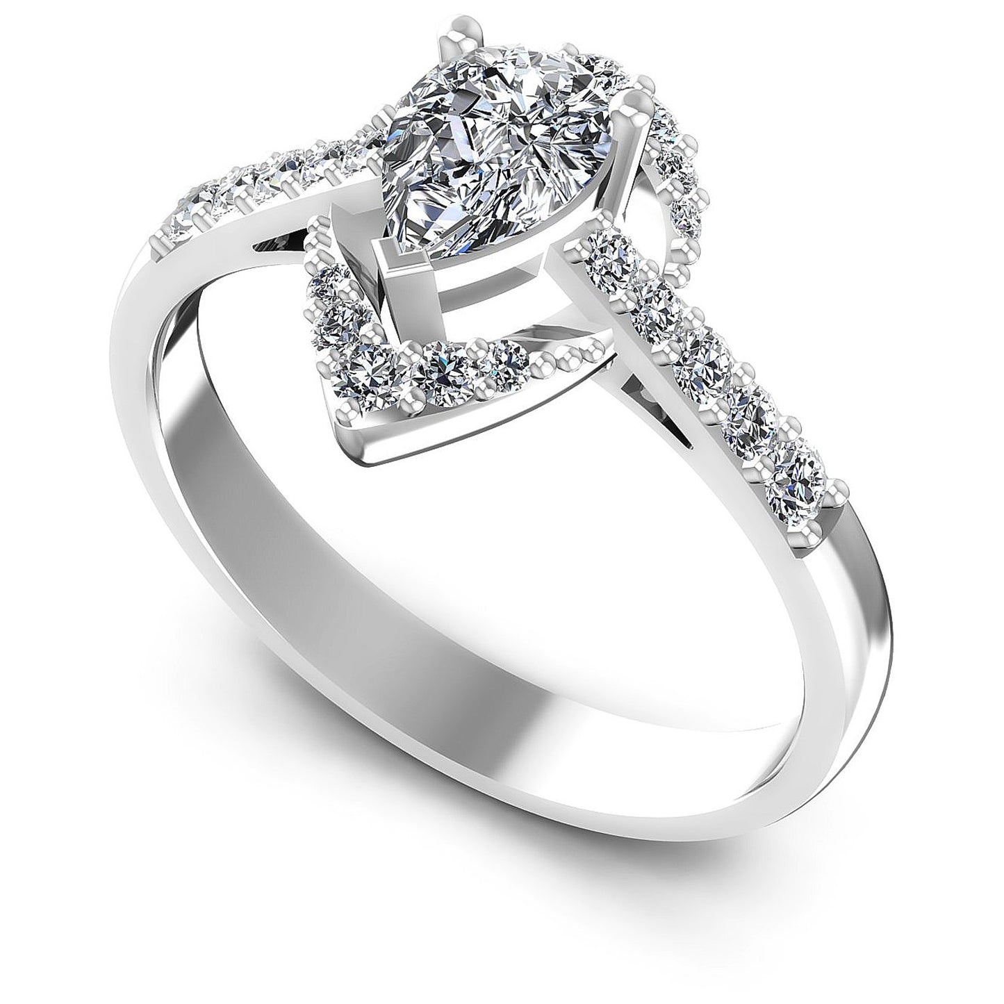 0.65CT Pear And Round Cut Diamonds Engagement Rings