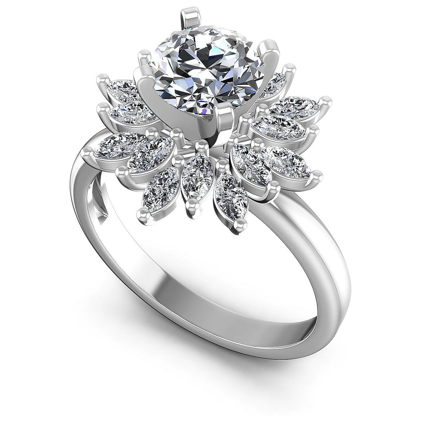1.05CT Round And Marquise Cut Diamonds Engagement Rings