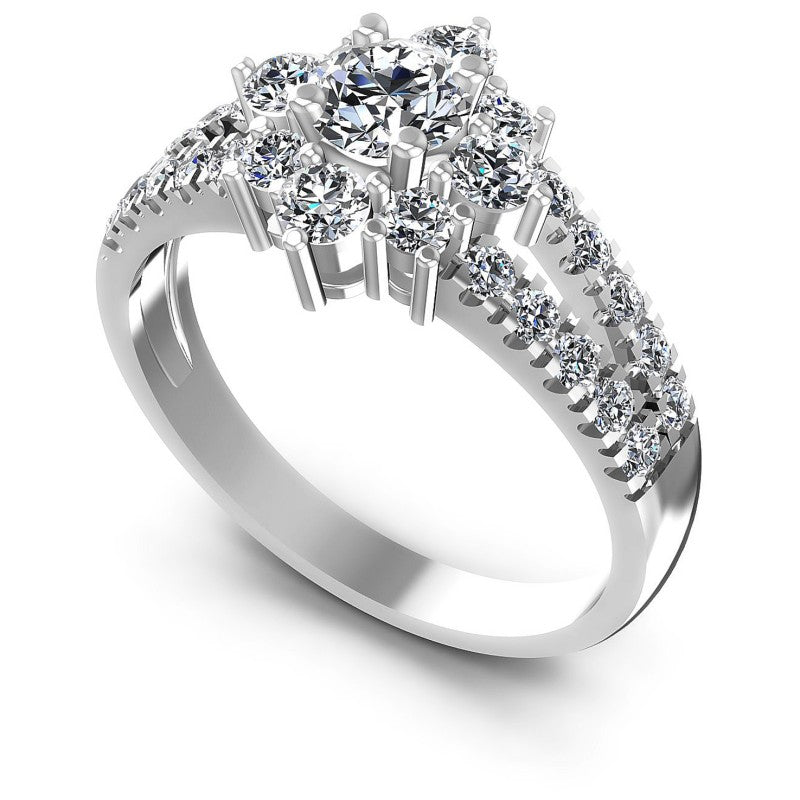 Round Diamonds 1.05CT Halo Ring in 14KT White Gold