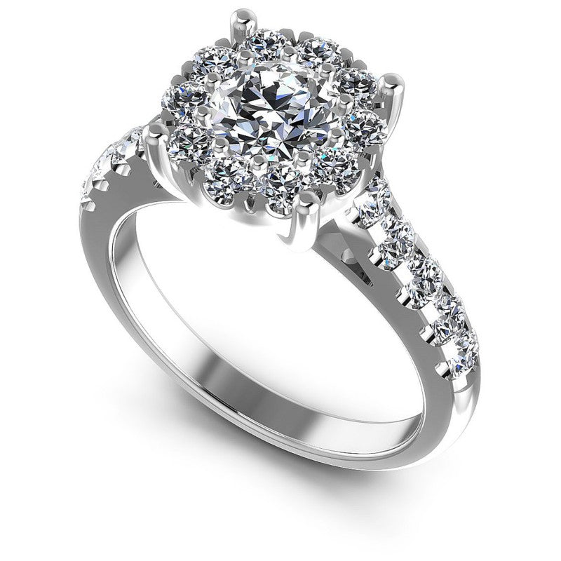 Round Diamonds 1.20CT Halo Ring in 14KT White Gold