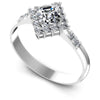 Princess and Round and Emerald Diamonds 0.95CT Halo Ring in 14KT White Gold