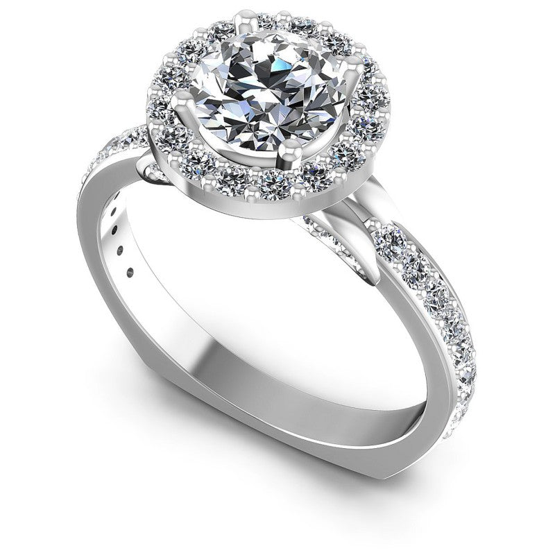 Round Diamonds 1.30CT Halo Ring in 14KT White Gold