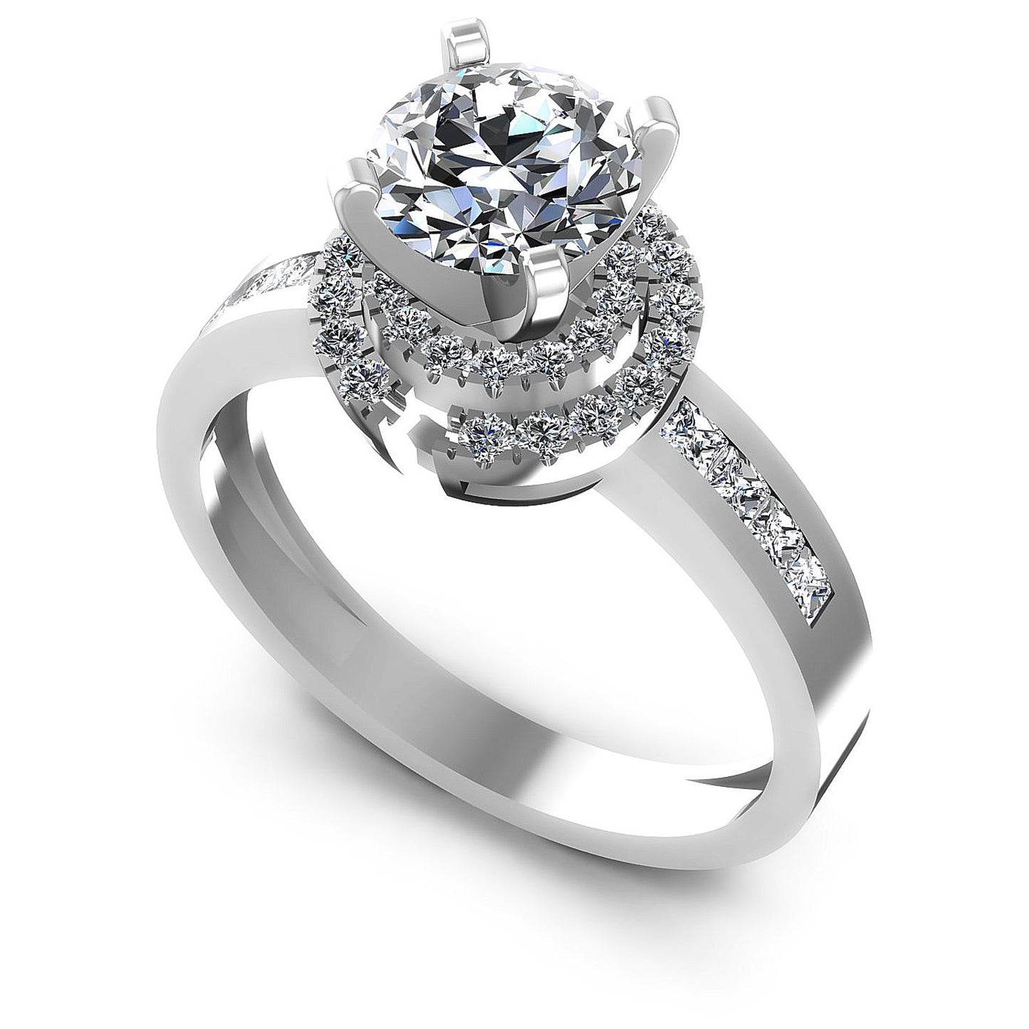 0.90CT Round And Princess Cut Diamonds Engagement Rings