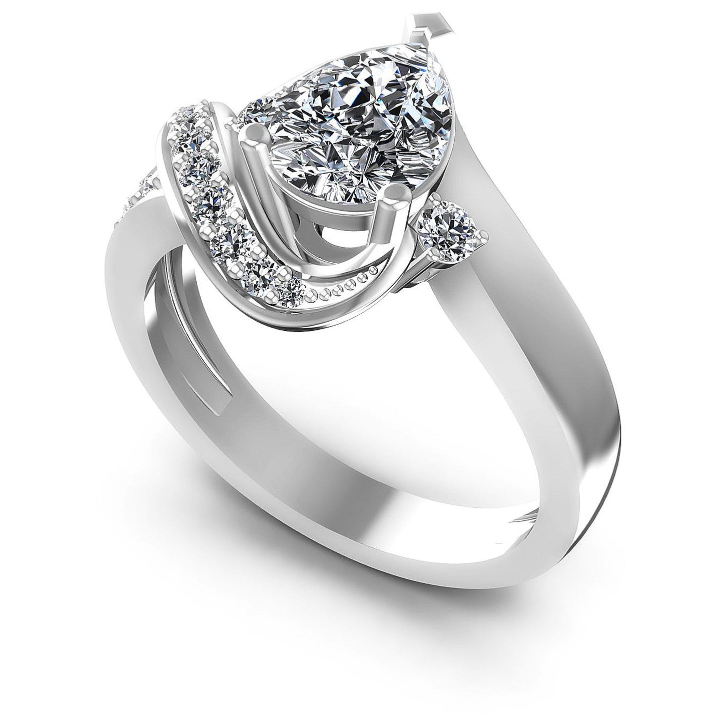 0.70CT Pear And Round Cut Diamonds Engagement Rings