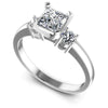 Princess and Round Diamonds 0.90CT Three Stone Ring in 14KT White Gold