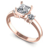 Princess and Round Diamonds 0.90CT Three Stone Ring in 18KT White Gold