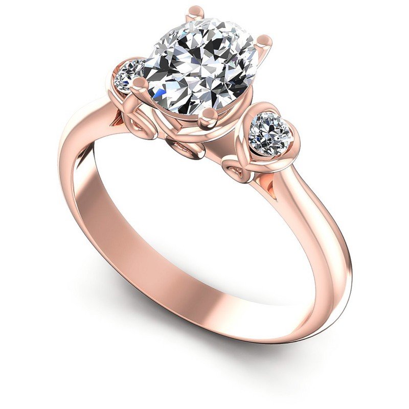 Round and Oval Diamonds 1.15CT Three Stone Ring in 18KT White Gold