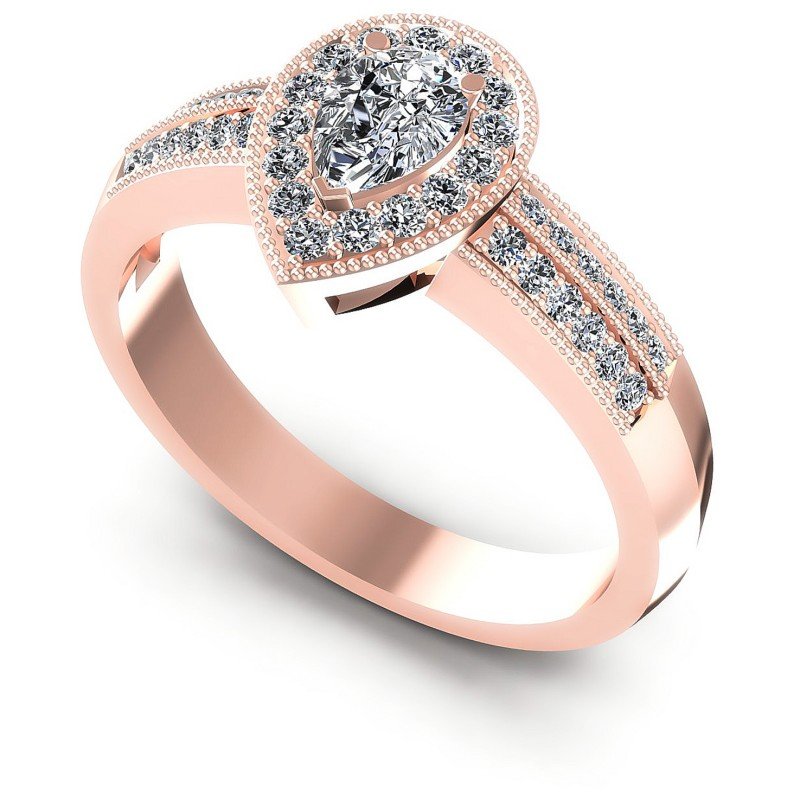 Round and Pear Diamonds 0.65CT Antique Ring in 18KT White Gold