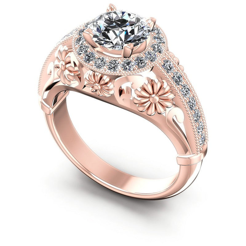 Round Diamonds 0.85CT Antique Ring in 18KT White Gold