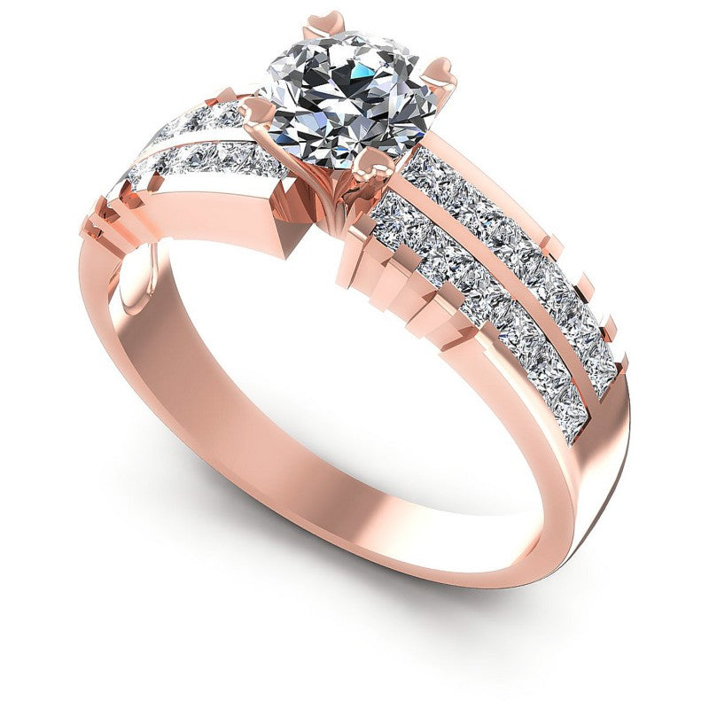 Princess and Round Diamonds 1.55CT Engagement Ring in 18KT White Gold
