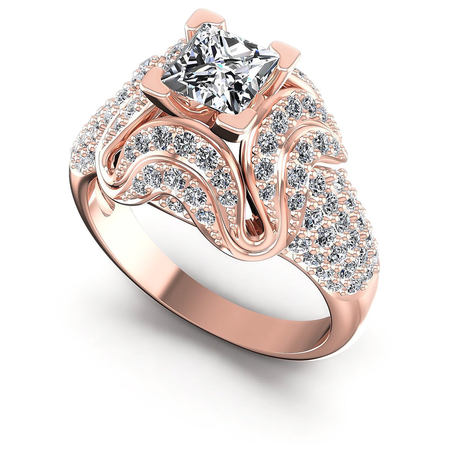 1.30CT Princess And Round Cut Diamonds Engagement Rings