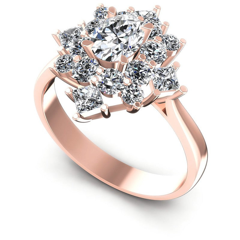 Princess and Round and Oval Diamonds 1.65CT Halo Ring in 18KT White Gold