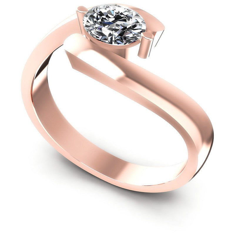 Oval Diamonds 0.35CT Solitaire Ring in 18KT White Gold