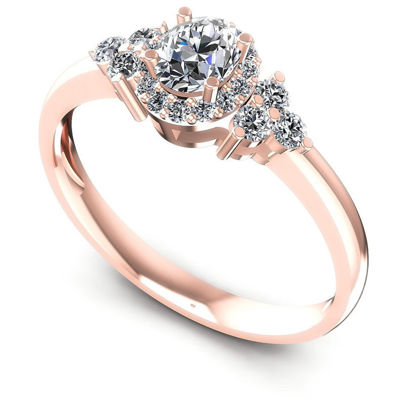 Round and Oval Diamonds 0.60CT Halo Ring in 18KT White Gold
