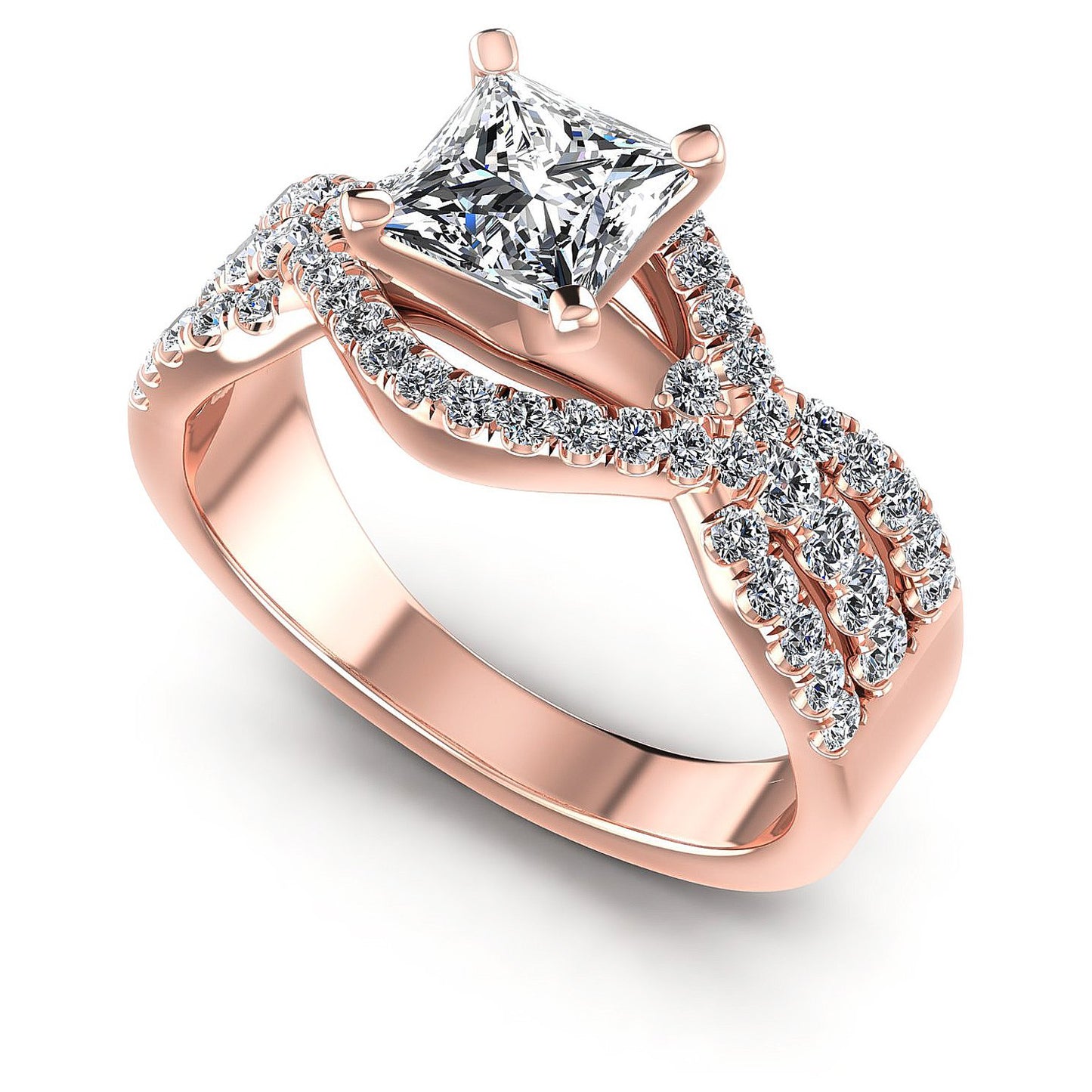 1.00CT Princess And Round Cut Diamonds Engagement Rings