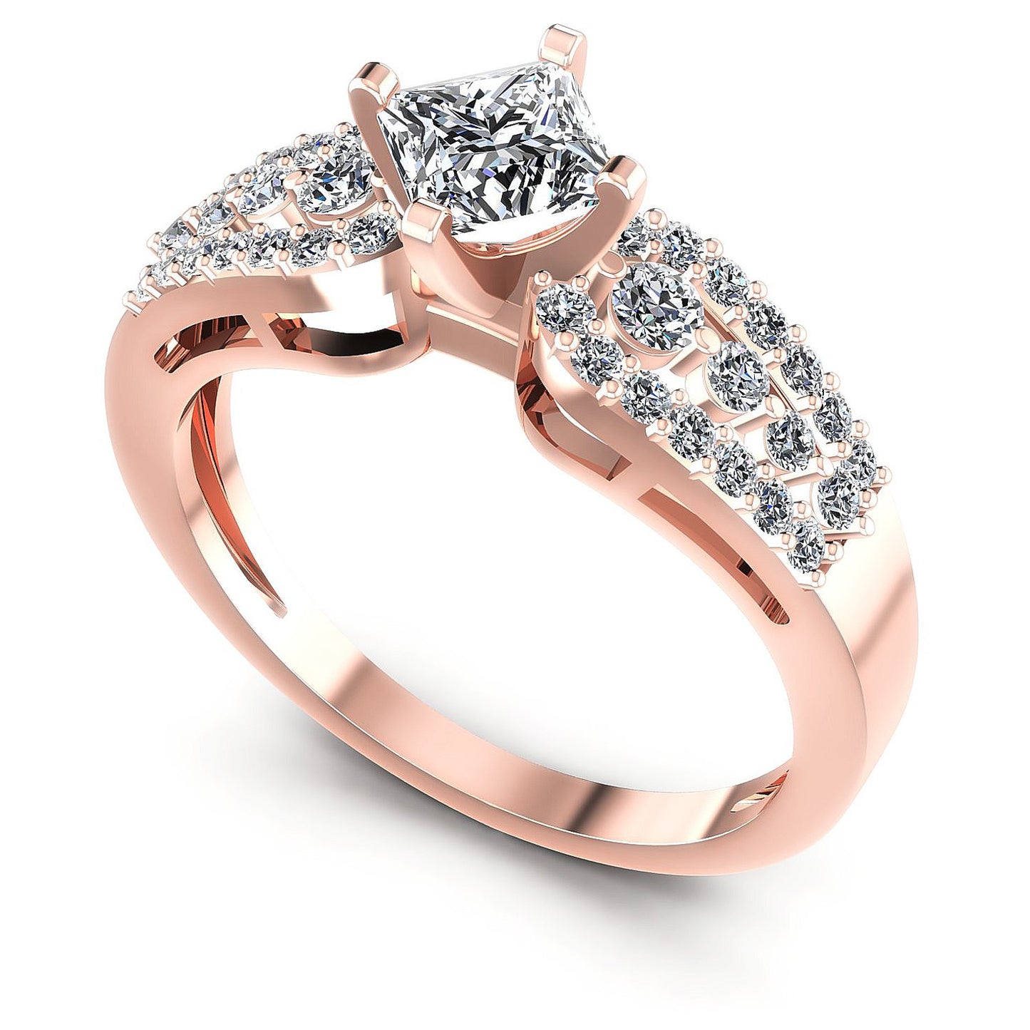 0.80CT Princess And Round Cut Diamonds Engagement Rings