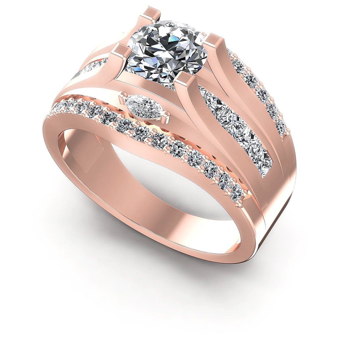 1.40CT Round And Princess And Marquise Cut Diamonds Engagement Rings